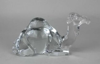 A Baccarat clear glass model of a camel, boxed