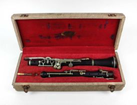 An oboe stamped Leslie Sheppard Burgess Hill Sussex, in fitted case (a/f)