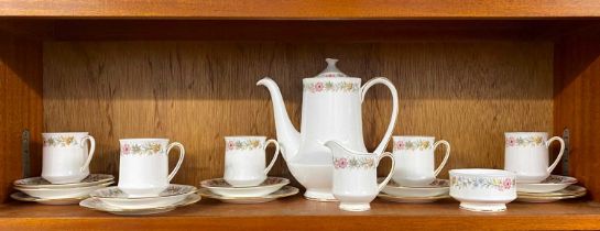 A Paragon porcelain 'Belinda' pattern part coffee set comprising coffee pot, milk jug, sugar bowl,