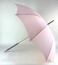 A gilt metal, enamel and rose quartz parasol handle, possibly Austro-Hungarian, of tapering