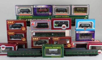 A collection of Lima, Dapol, Replica Railways and kit built model railway coaches, wagons and