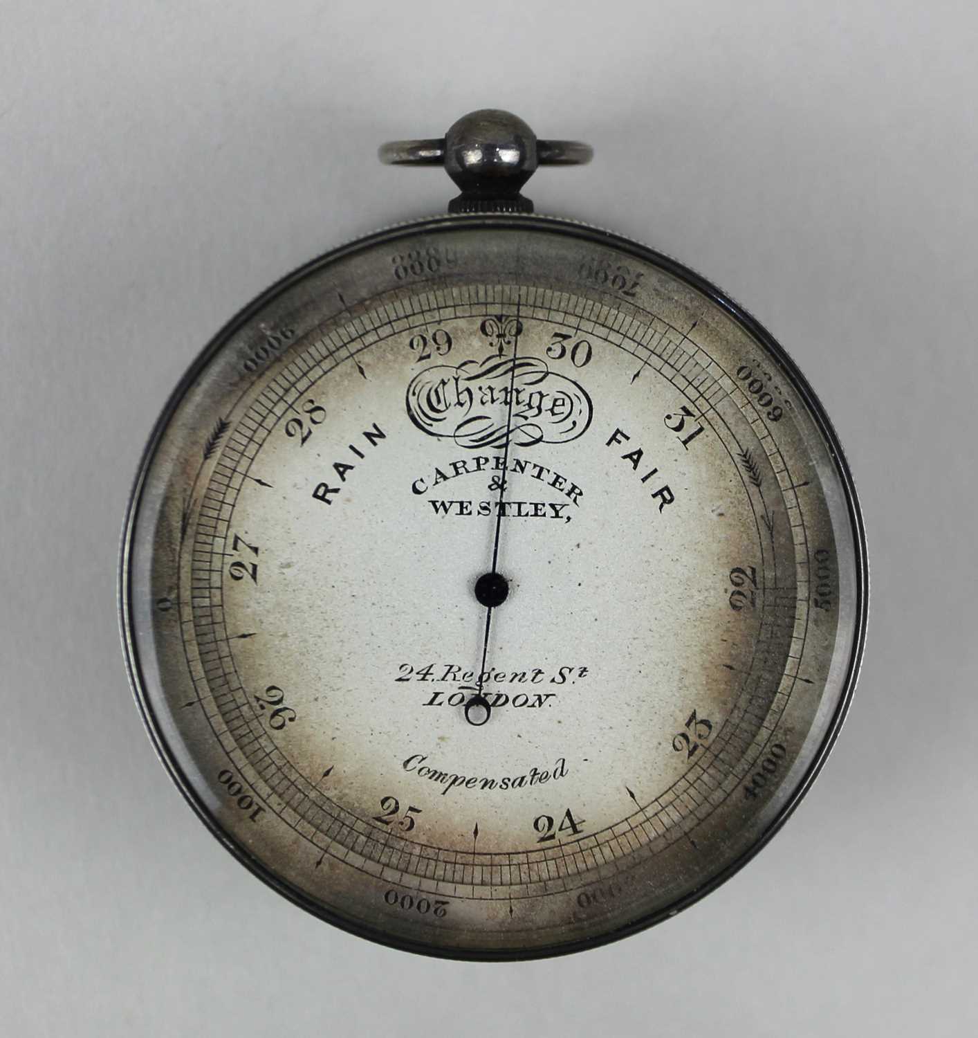 A late 19th century Carpenter and Westley compensated pocket barometer ...