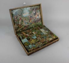 A set of antique lithograph puzzle blocks, boxed