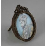 A 19th century Indian portrait miniature of Shah Jahan 4cm by 3cm Ivory declaration reference