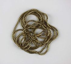 A gold long guard chain fitted with a swivel, probably Continental mid 19th century, 25.6g