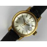 An Omega automatic gilt metal fronted and steel backed lady's wristwatch, the signed silvered dial