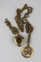 A 9ct gold Scorpio horoscope pendant on 9ct gold neckchain, 9.6g a 9ct gold front and back heart