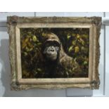 Tony Forrest (British, b.1961) - 'Study of a Gorilla', oil on canvas, signed, inset ornate relief