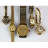 A 9ct gold circular cased lady's wristwatch, Chester 1933, another 9ct gold cased lady's