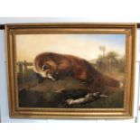 British School (19th Century) - 'A fox in country landscape setting looking towards a rabbit and