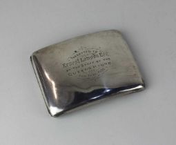 A silver cigarette case, maker Horton & Allday, Birmingham 1908, with engraved inscription '
