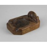 A Robert Thompson 'Mouseman' workshop oak ashtray carved with mouse signature