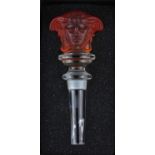 A Versace Rosenthal crystal 'Medusa' wine bottle stopper with frosted amber glass head 12.5cm,