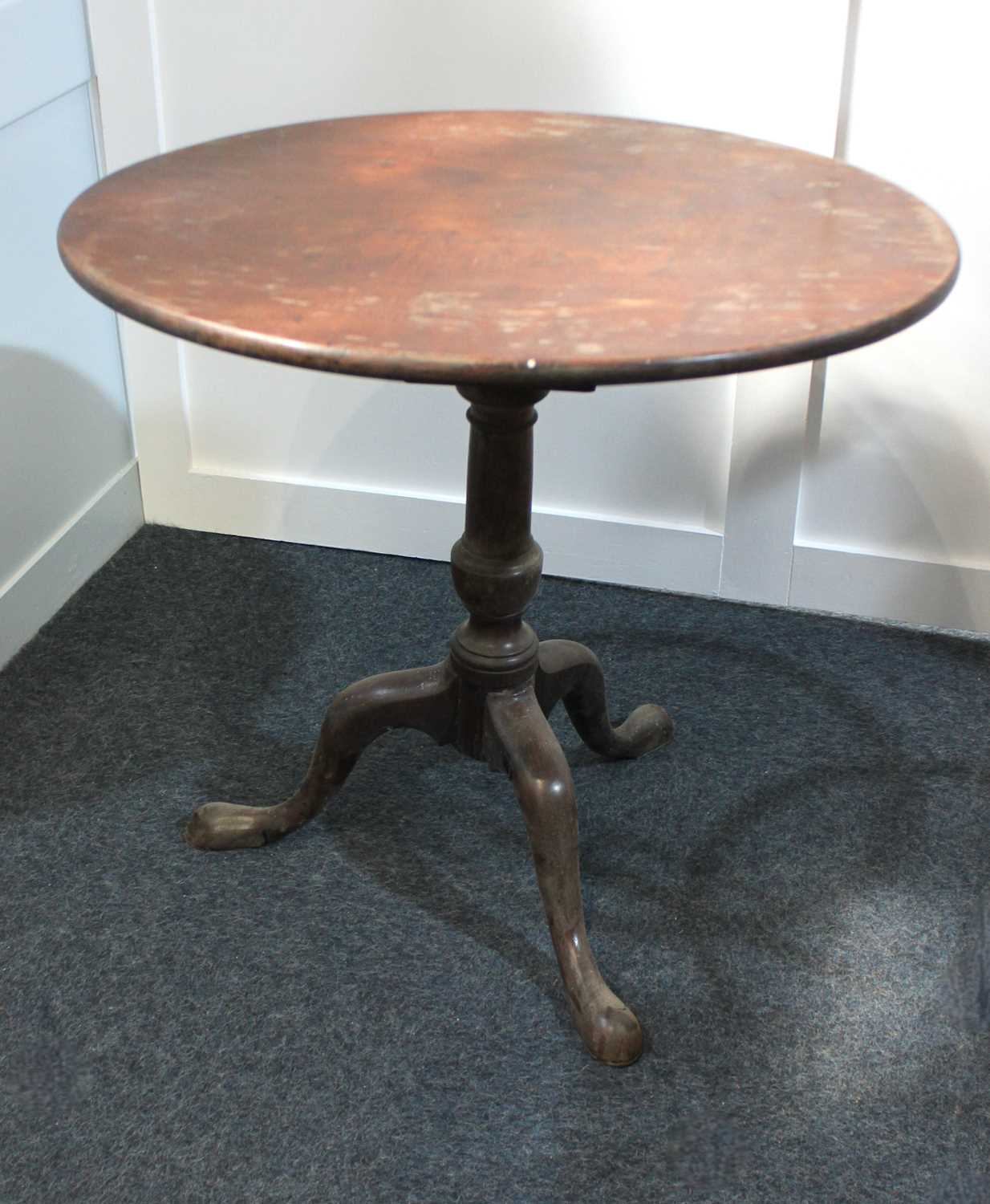A 19th century mahogany occasional table with circular tilt top on turned stem to outswept tripod - Image 2 of 2