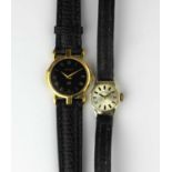 A Bergana gold cased ladies wristwatch, the signed silvered dial with black baton hour markers,