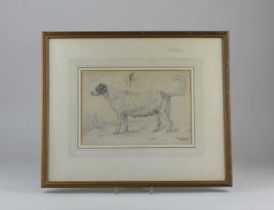 Sir Edwin Henry Landseer (1802-1873), study of a dog, pencil, signed, old lot number for Locke &