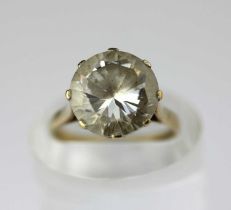 A 9ct gold and colourless gem set solitaire ring, Birmingham 1991, ring size M, gross weight 4.6g