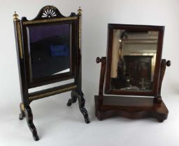 A 19th century gilt metal mounted dressing table mirror with rectangular mirror plate on splayed