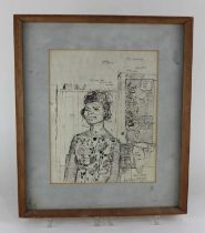 Y Ruskin Spear R.A. (1911-1990), drawing study for a portrait, ink, signed, 24.5cm by 20cm (ARR)