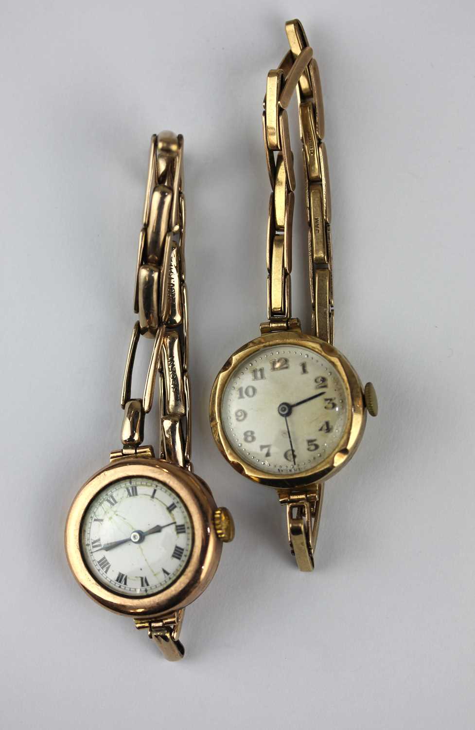 A 9ct gold circular cased lady's wristwatch with an unsigned jewelled movement, London 1927, and