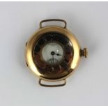 A 15ct gold half hunt in case wristwatch, the jewelled lever movement detailed 'A.W.W. Co. LADY