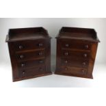 A pair of Victorian mahogany apprentice chests, each having a three-quarter gallery top above 4
