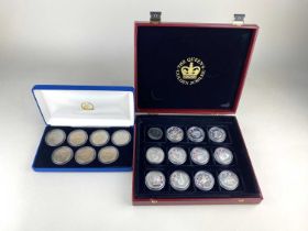 A part set of eleven Falkland Islands silver crown sized coins commemorating the Golden Jubilee,