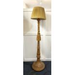 A giltwood and gesso standard lamp with fluted column on circular base (a/f), ht.190cm together with