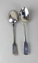 A pair of Victorian silver Fiddle pattern tablespoons with engraved initials, maker Francis