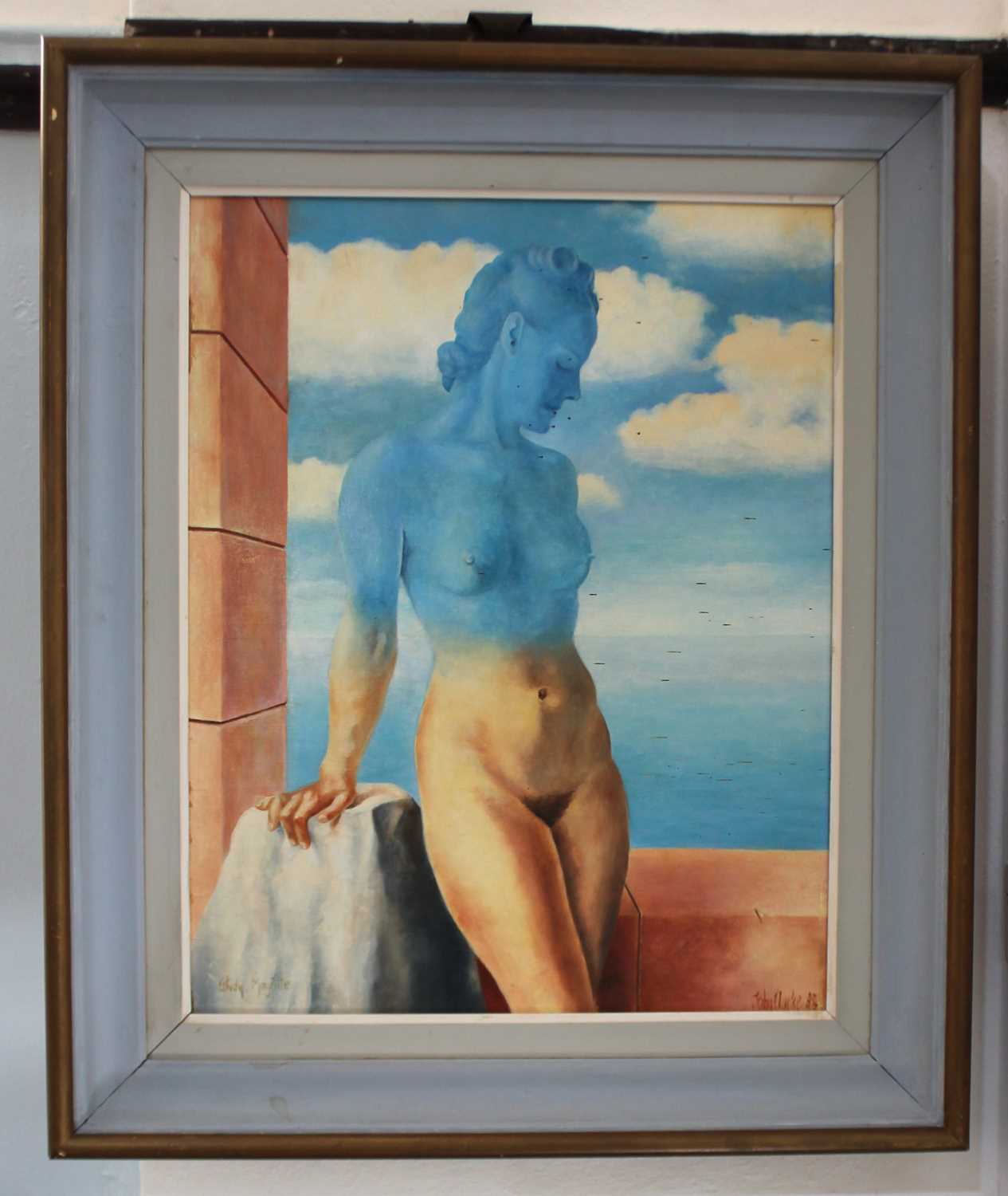 John Clarke (Contemporary) - 'Study Magritte', oil on board, signed and dated '83. titled lower