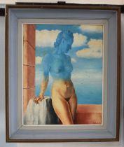 John Clarke (Contemporary) - 'Study Magritte', oil on board, signed and dated '83. titled lower