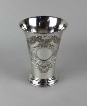An American sterling vase decorated with crown and flower motif, vacant cartouche, stamped