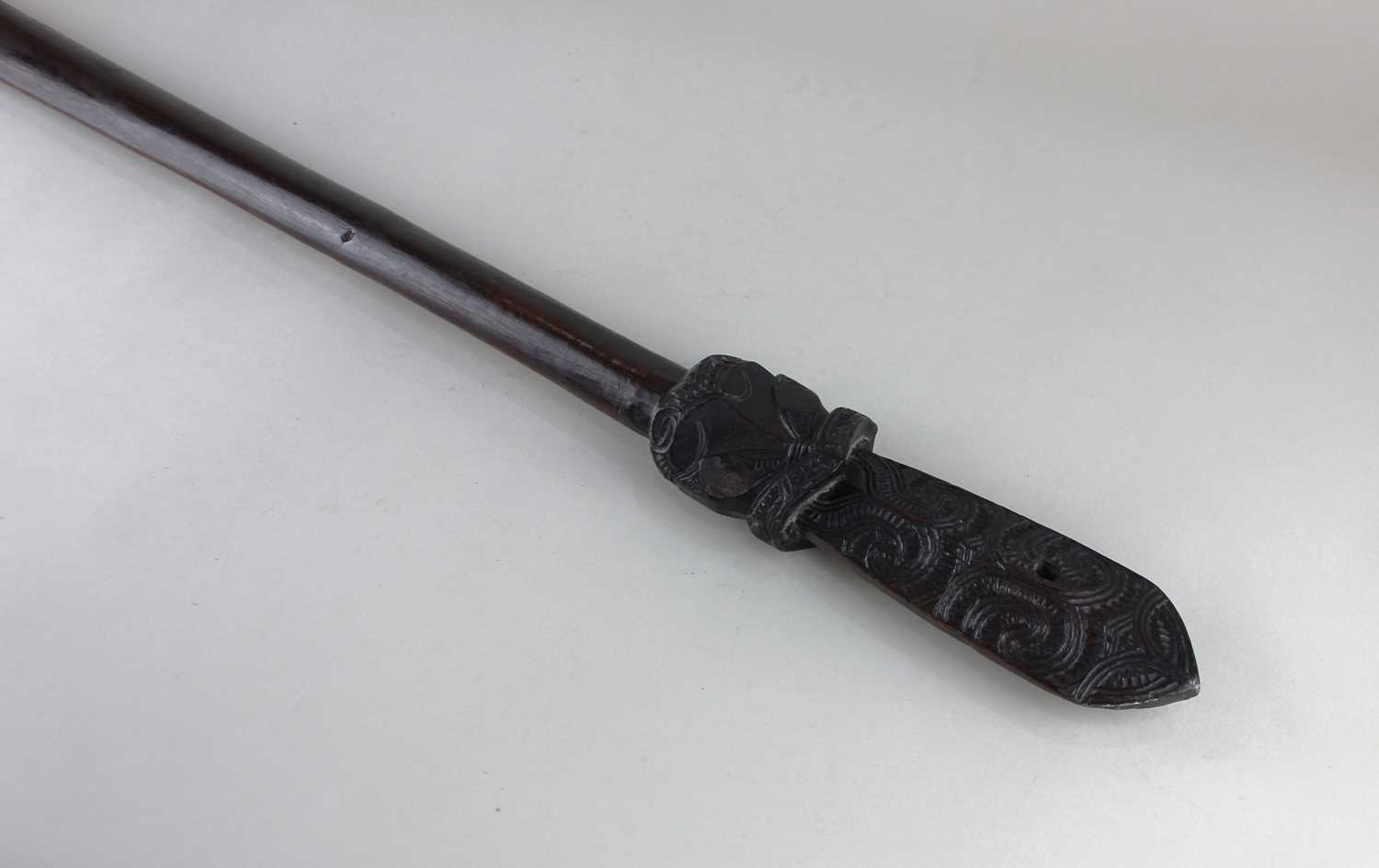 A Maori carved lance taiaha war club 121cm (a/f)