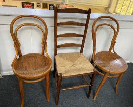 A Thonet bentwood chair, the seat panel with shell design, stamped 'Thonet' to underside of frame,