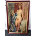 Attributed to David Robert Buchanan (British, 1912 - 1999) - 'Full length female nude study', oil on