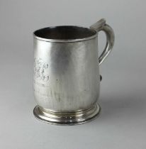 A silver christening tankard by Wakely & Wheeler, London 1905, retailed by W Batty & Sons Ltd of