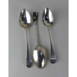 A pair of George III silver Old English pattern tablespoons with engraved armorial, maker Thomas