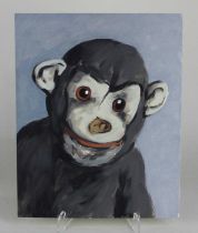 Peter Jones (b 1968), Monkey, oil on paper, signed and dated 19/2/06 in pencil, 25.5cm by 20cm,
