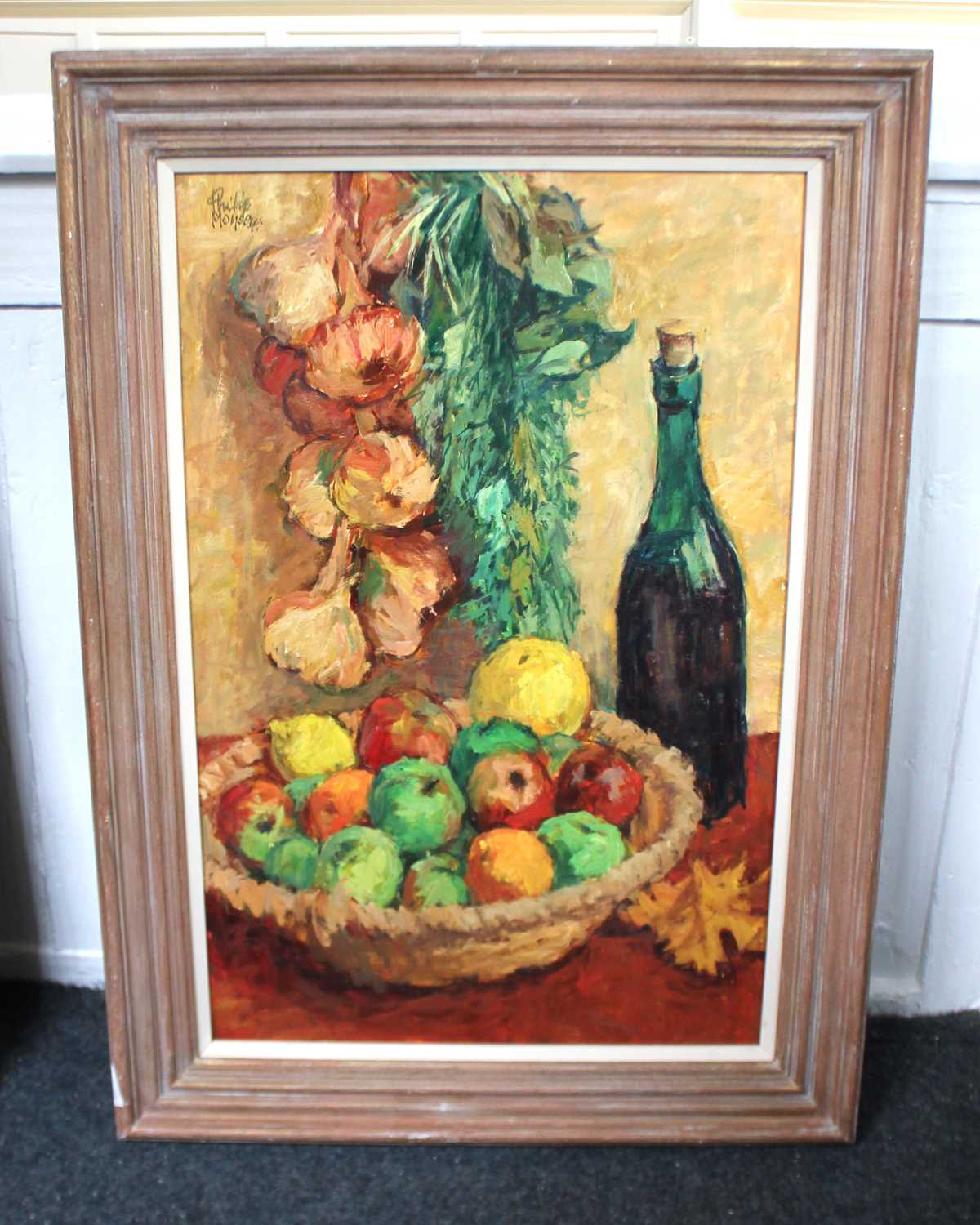 Philip Moysey (1912-1991), 'Autumn - still life 11', oil on board, signed, labels verso for Bourne