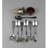 A collection of small 20th century silver items, comprising a set of 6 coffee spoons (Birmingham