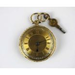 An 18ct gold key wind open faced pocket watch the gilt lever movement detailed 'JOH PENLINGTON