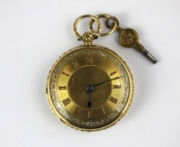 An 18ct gold key wind open faced pocket watch the gilt lever movement detailed 'JOH PENLINGTON