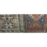 A Kazak type rug, buff coloured ground with star shaped medallion motifs within multiguard border,