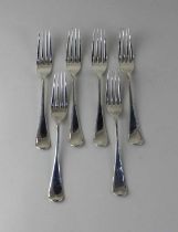 A set of six Edward VII silver Old English pattern dessert forks maker George Harding & Sons,