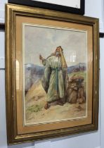 Evelyn Stuart Hardy (British, 1866-1935) - 'Abraham and Isaac', watercolour, signed, framed, 70cm by