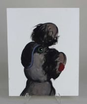 Peter Jones (b 1968), Poodle, oil on paper, signed and dated 14/3/2016 in pencil, 25cm by 20cm,