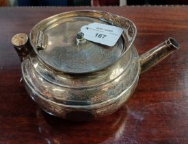 A George III silver circular tea pot maker William Fountain, London 1802, gross wt.16.8oz, 24cm (a/f