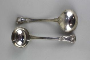 A pair of George IV silver Kings pattern ladles maker Randall Chatterton, London 1825, 6.3oz, 19cm