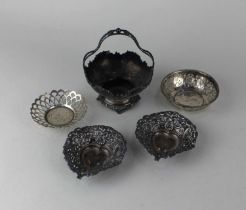 An Edward VII silver bonbon basket maker James Deakin, Sheffield 1908 a pair of small pierced and