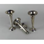 Three Edward VII silver vases with loaded bases (a/f one with detached base) maker Mappin & Webb,